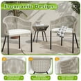 thumbnail image 4 of Homall 3 Pieces Outdoor Patio Furniture Set PE Rattan Wicker Table and Chairs with White Cushions and Tempered Glass Bar Set, White, 4 of 6