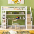 thumbnail image 3 of Harper & Bright Designs Metal Twin Size Loft Bed with Desk, Twin Loft Bed Frame with Storage Bookcase and Shelves for Kids Teens Adults, White, 3 of 12