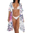 thumbnail image 3 of HELLHERO High Quality Fabrics Beach Cover Up for Vacation Casual Free Size Long Kimono Swimsuit Cover Up Floral Splash, 3 of 5