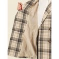 thumbnail image 5 of INSPIRE CHIC Women's Plaid Notched Lapel Long Sleeves Double Breasted Coat XL Khaki, 5 of 6
