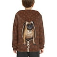 thumbnail image 4 of XoenoieeBoys Pullover Hoodies Vintage Pug Dog Paw Print Hooded Sweatshirt Long Sleeve Tops with Front Kangaroo Pocket Activewear for Kids Traveling Running Hiking, S, 4 of 7