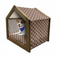 thumbnail image 1 of Tartan Pet House, British Traditional Design Classic Country Style Checkered Pattern, Outdoor & Indoor Portable Dog Kennel with Pillow and Cover, 5 Sizes, Charcoal Grey Marigold, by Ambesonne, 1 of 5