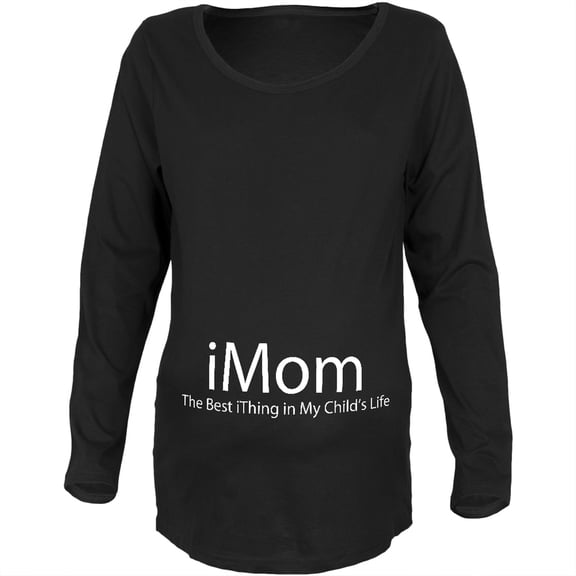 Mother's Day - iMom funny Geek Black Maternity Soft Long Sleeve T-Shirt - X-Large