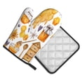thumbnail image 2 of Xecao Honey Bee Set Pattern Oven Mitts and Pot Holders Sets Heat Resistant Silicone Oven Mittens Extra Thicken Long Kitchen Cotton Oven Glove for Cooking, 2 of 7
