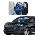 thumbnail image 2 of Yiaed Futuristic Blue Light White Tiger Print Car Windshield Sunshade Front Auto Car Front Window Sun Shade Foldable Sun Visor Shield Cover Auto Accessories for Sedan SUV Truck-Small, 2 of 5