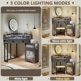 thumbnail image 3 of Onbeam Corner Vanity Desk with Mirror,LED Lights,Power Outlet,Drawers and Shelves,for Adult,Grey, 3 of 7