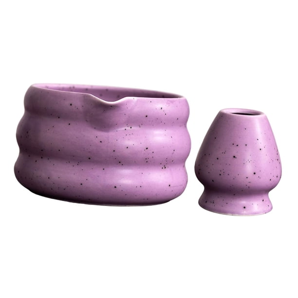 Juego de batidor de matcha, accesorios para sala de estar, portátil, gran regalo, juego de té matcha Púrpura