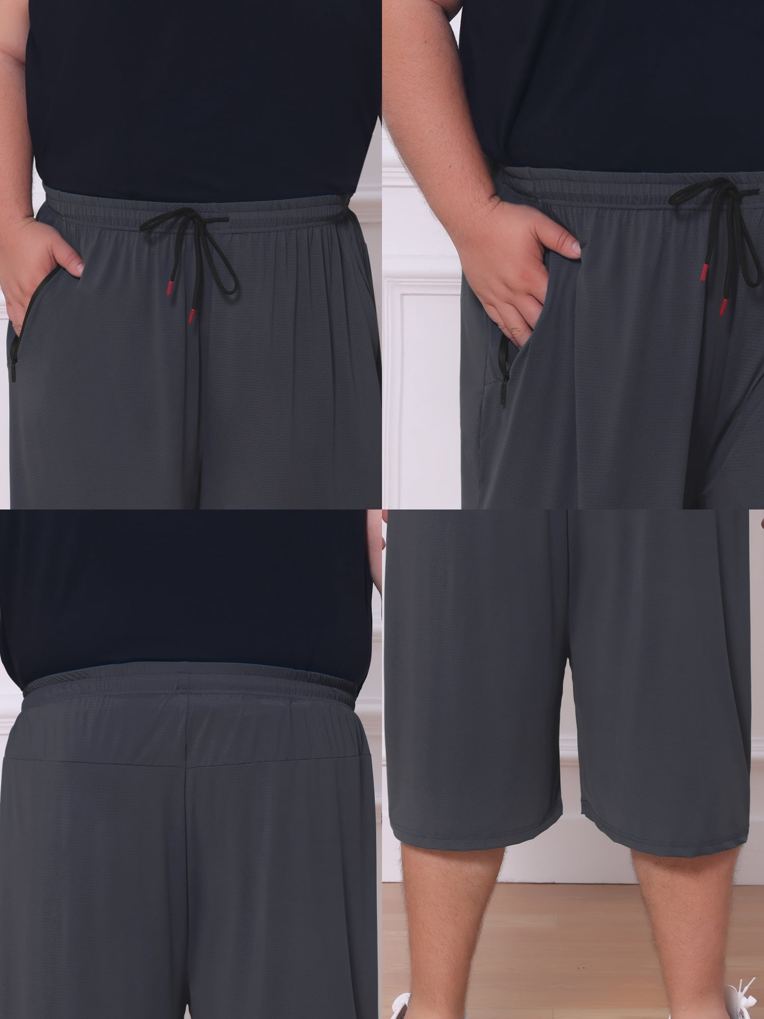 DARING DIVA Men's Big Tall Athletic Shorts with Zipper Pockets 2XL Gray