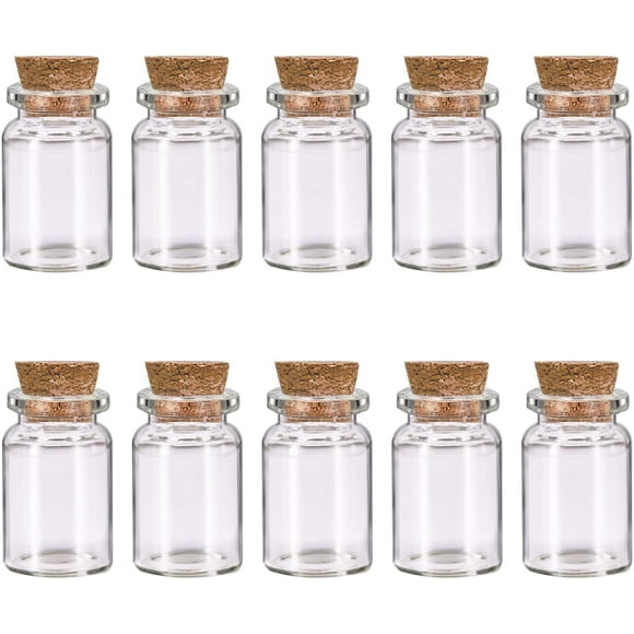 SURJDE 10 Pcs Small Glass Bottles With Cork Lids, Mini Glass Bottles With Stoppers Empty Spell Jars Small Message Bottles Tiny Wishing Bottles Miniature Potion Bottles For Diy Crafts Decorat