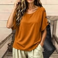 thumbnail image 6 of Uootdi Women's Tops Short Sleeve Crew Neck Side Button Blouses Bohemian Casual Style Lightweight Breathable Relaxed Fit Shirts Gift, 6 of 6
