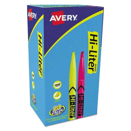 Avery HI-LITER Pen-Style Highlighter, Chisel Tip, Assorted Fluorescent Colors,