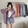 thumbnail image 6 of Women Lapel Button Down Long Sleeve Shoulder Sheer Mesh Blouses Shirt Top Long Sleeve Cardigan Outwear Daily Wear, 6 of 8