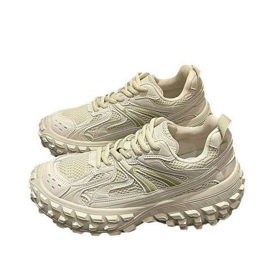 CatFox Tire Sole Durian Shoes Women Retro Sneakers 2025 New Thick Sole Daddy Shoes Lace-Up Height Increase Shoes
