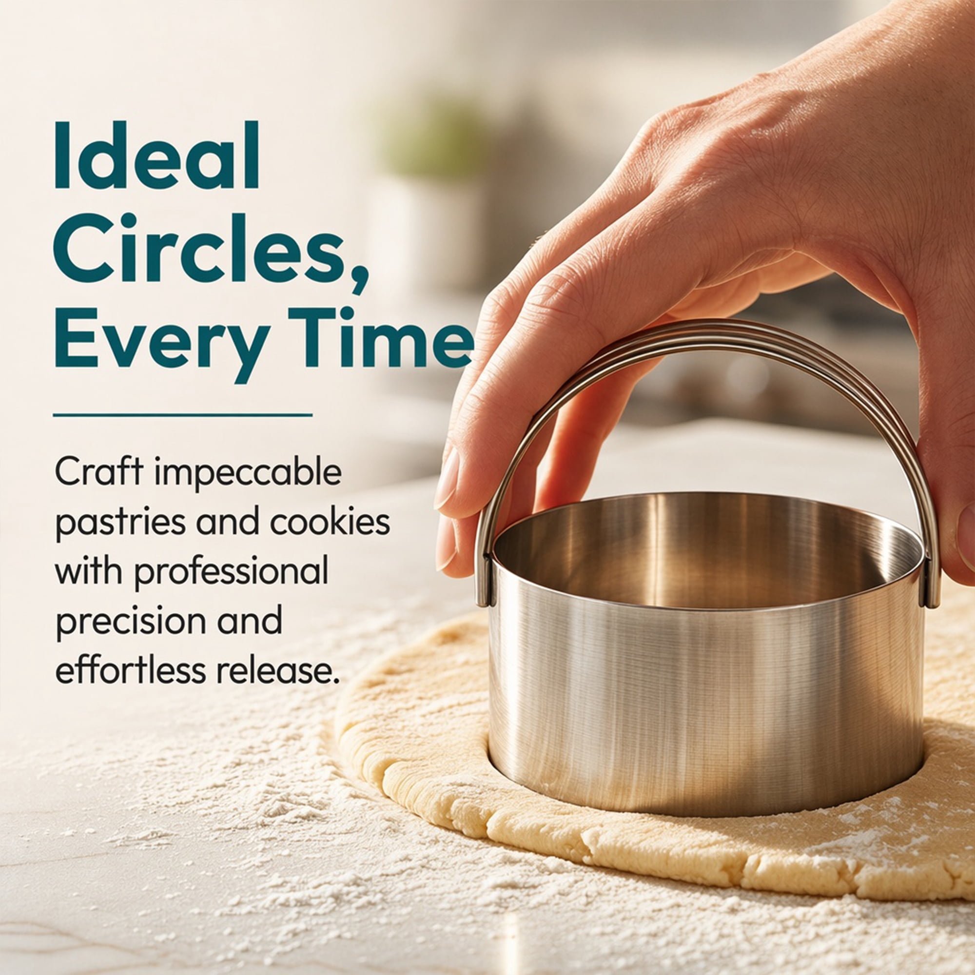 Unique Bargains 5Pcs Stainless Steel Circle Cookie Cutters for Decorating Silver 2