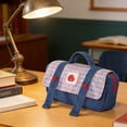 thumbnail image 3 of Apple Pencil Case Denim Material Large Capacity Hand Held Stationery Bag with Apple Pattern for Kids, 3 of 6