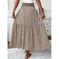 thumbnail image 4 of TEMOFON Womens Maxi Skirt Tiny Floral Casual Elastic Waist With Pockets Ruffled Hem Ladies A-Line Long Skirts for womens clothes Summer, 4 of 7