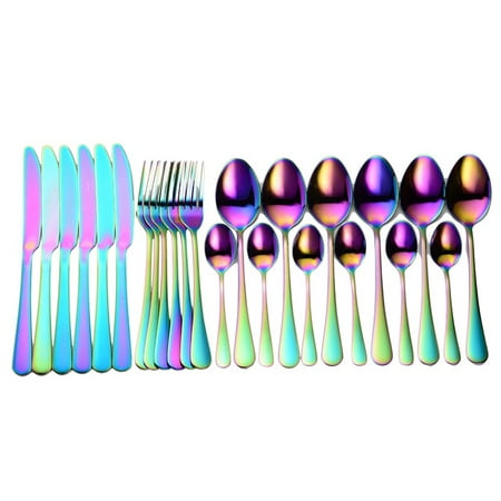 

UMMH Tableware Forks Knives Spoons Stainless Steel Golden Cutlery Set Silverware Set 24 Pcs Stainless Steel Cutlery Complete New