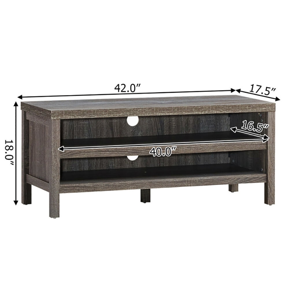 Finihen TV Stand, TV Cabinet, 3-Tier TV Stand Console Cabinet for TV's up to 45 Inch with Storage Shelves, Media Entertainment Center with Storage, for Living Room, Bedroom, Gray