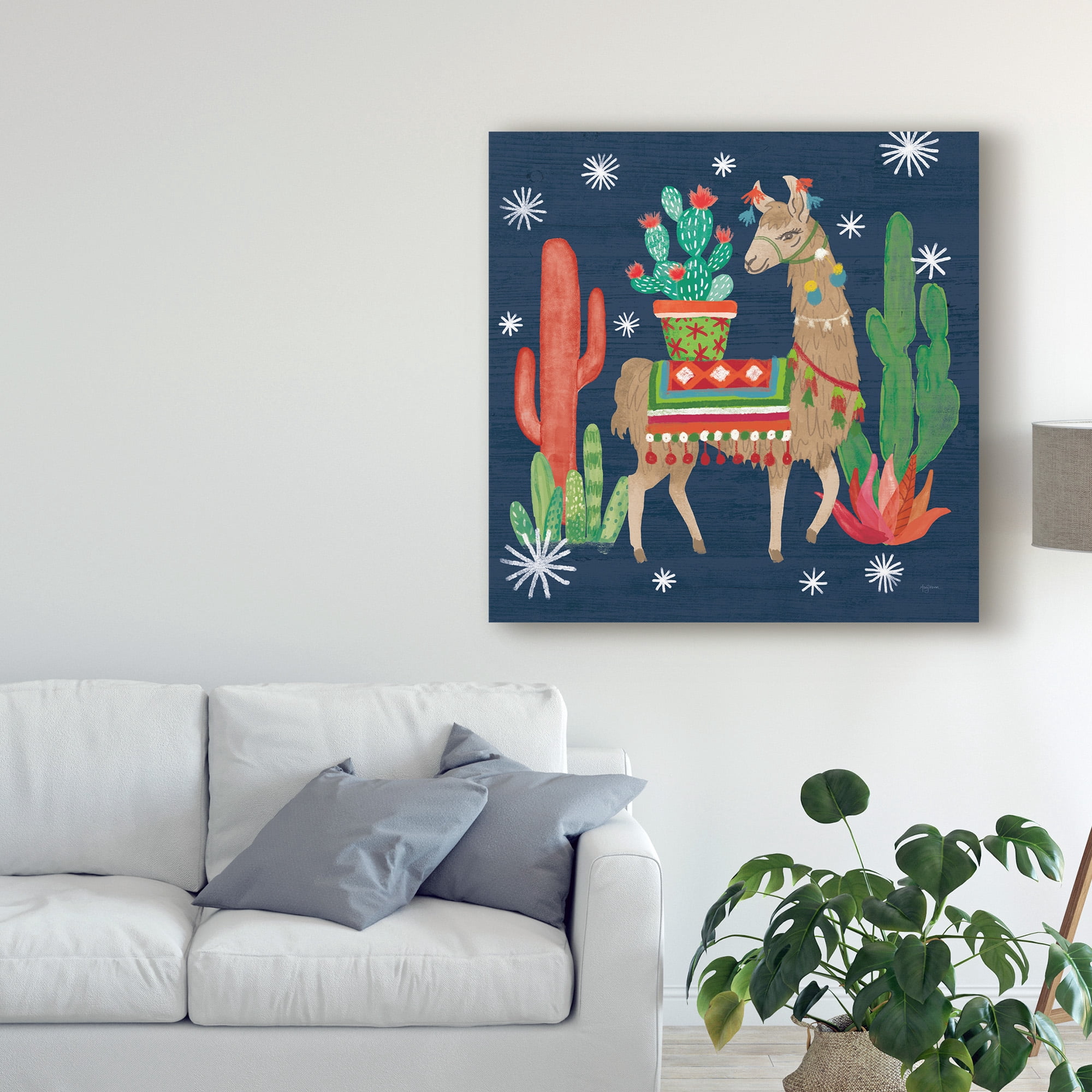 Trademark Fine Art 'Lovely Llamas III Christmas' Canvas Art by Mary Urban