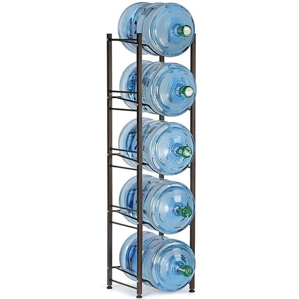 5 Gallon Water Jug Holder Water Bottle Storage Rack, 5 Tiers, Dark Brown