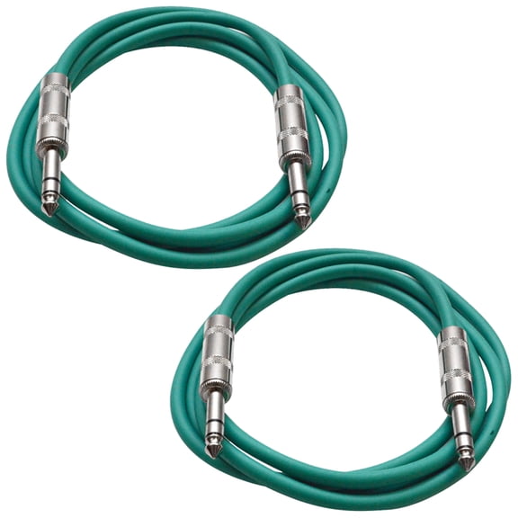 Seismic Audio 2 Pack of 1/4" TRS Patch Cables 3 Ft Extension Cords Jumper 3 Pin Various Colors - SATRX-3-2Pack