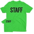 thumbnail image 2 of NYC Factory Men's Staff T-Shirt Front Back Print Tee Event Uniform Screen Printed Tshirt Neon Green, Medium, 2 of 3