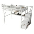 thumbnail image 5 of Newest Full Loft Bed with Desk , Charging Station, Full Size Metal Loft Bed with Stairs , Light for Teens,White, 5 of 7