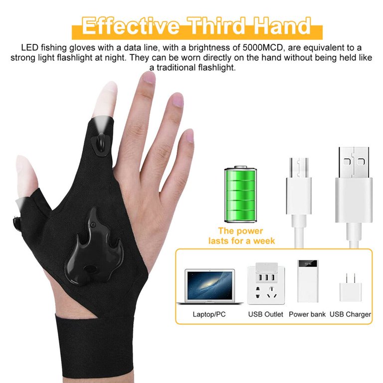 Rechargeable LED Flashlight Gloves Birthday Gifts for Men