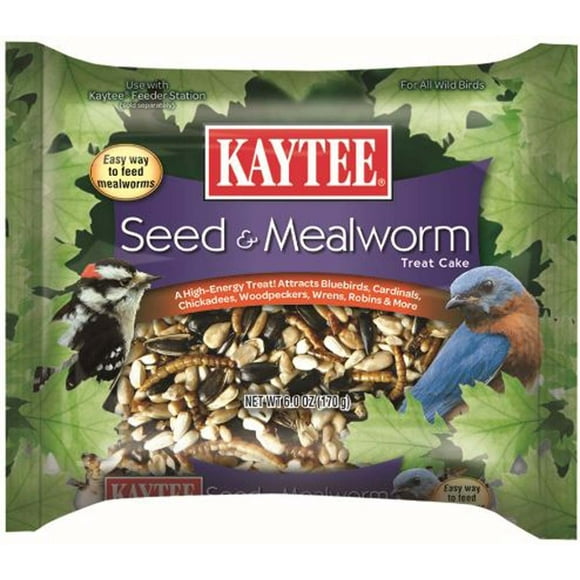 Kaytee Seed & Mealworm Treat Cake, 6 oz