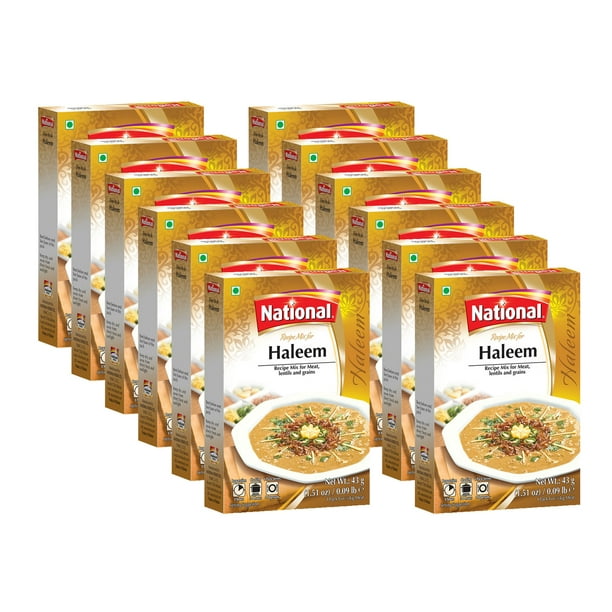 National Mélange de Recettes de Haleem Foods 1,51 oz (43 G) Poudre d'Épices au Curry Traditionnelle Plat Asiatique Essentiel Nourriture pour Lentilles et Ragoût de Viande Boîte de 12