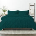 thumbnail image 4 of 3 Piece Pinch Pleated Duvet Cover Set 100% Cotton 1000 TC with Zipper Closure & Corner Ties Pintuck Bedding Duvet Cover - Super King Plus Size (120" x 120") Inch, Teal Solid, 4 of 7