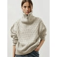 thumbnail image 6 of Women'S Sweaters Fall Winter Quarter Zip Casual Diamond Knit Pullover Apricot S, 6 of 9