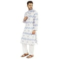 thumbnail image 2 of Atasi Mandarin Collar Kurta For Menâ€™s Printed Cotton Long Sleeves Ethnic Wear, 2 of 7