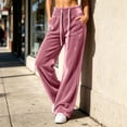 thumbnail image 5 of Women Casual Fleece Wide Leg Pants, Elastic Waist Loose Long Trousers with Side Pockets for Daily Loose Outfits Pink-A XL(XL), 5 of 8