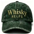 thumbnail image 2 of Washable Whiskey Embroidered Adjustable Baseball Cap Adult Outdoor Camping Hat, 2 of 4