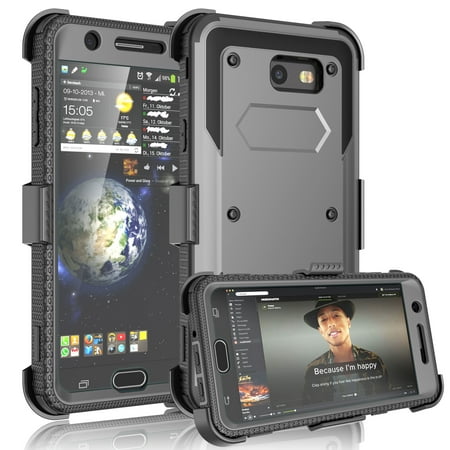 Galaxy J7 Sky Pro Case,Galaxy J7 Sky Pro Holster Belt,Galaxy J7 Sky Pro Clip,Tekcoo [TShell] [Built-in Screen] Locking Secure Swivel Belt Kickstand Phone Cover For Samsung Galaxy J7 Sky Pro [Gray]