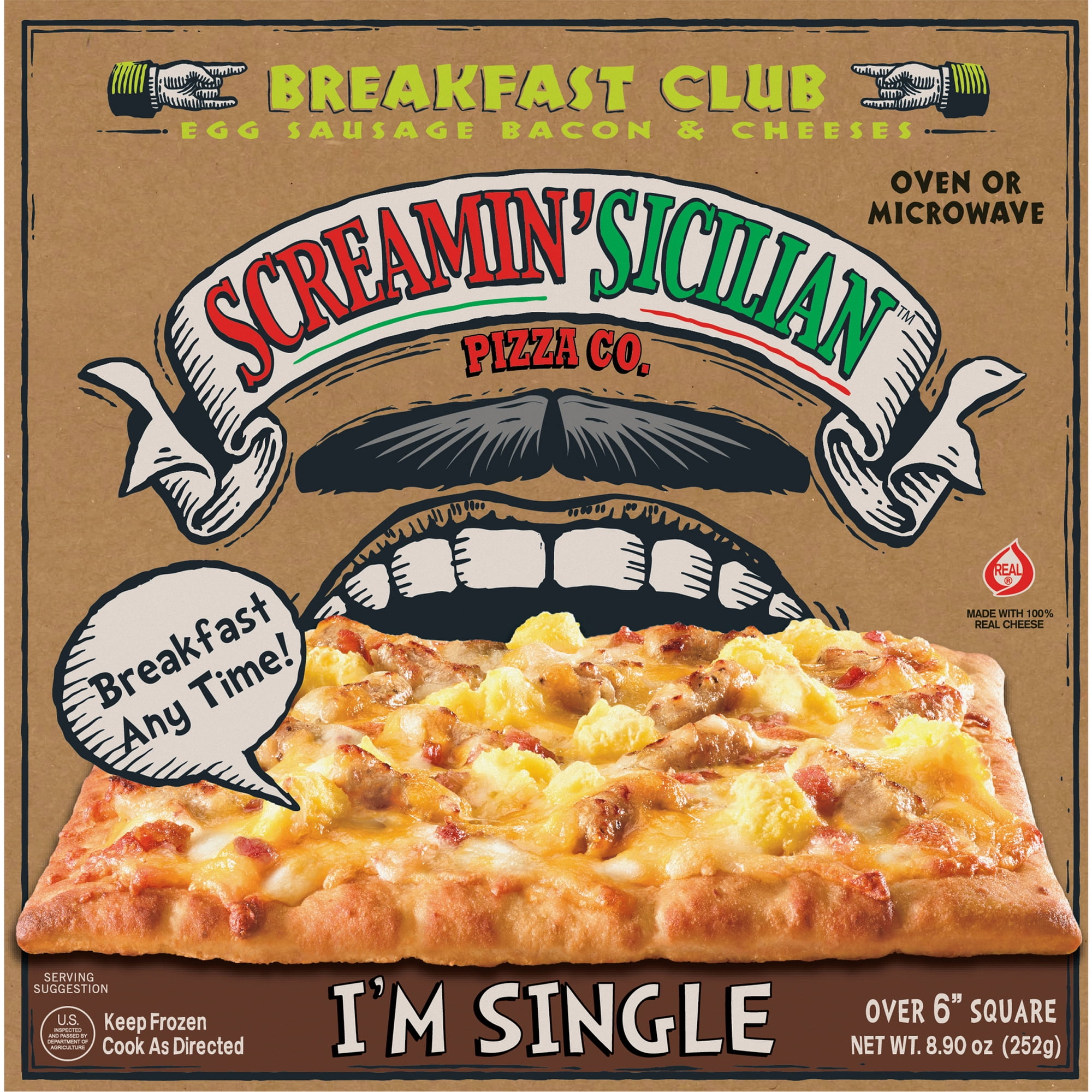 Screamin Sicilian Thin Crust Sausage Egg and Cheese Breakfast Frozen Pizza 9.35oz