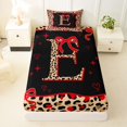 thumbnail image 3 of Manfei Cheetah Print Letter Monogrammed E Twin Sheet Sets 3pcs for Women Girls,Teens Adults Shabby Chic Red Ribbon Bow Bedding,Breathable Home Decor, 3 of 5