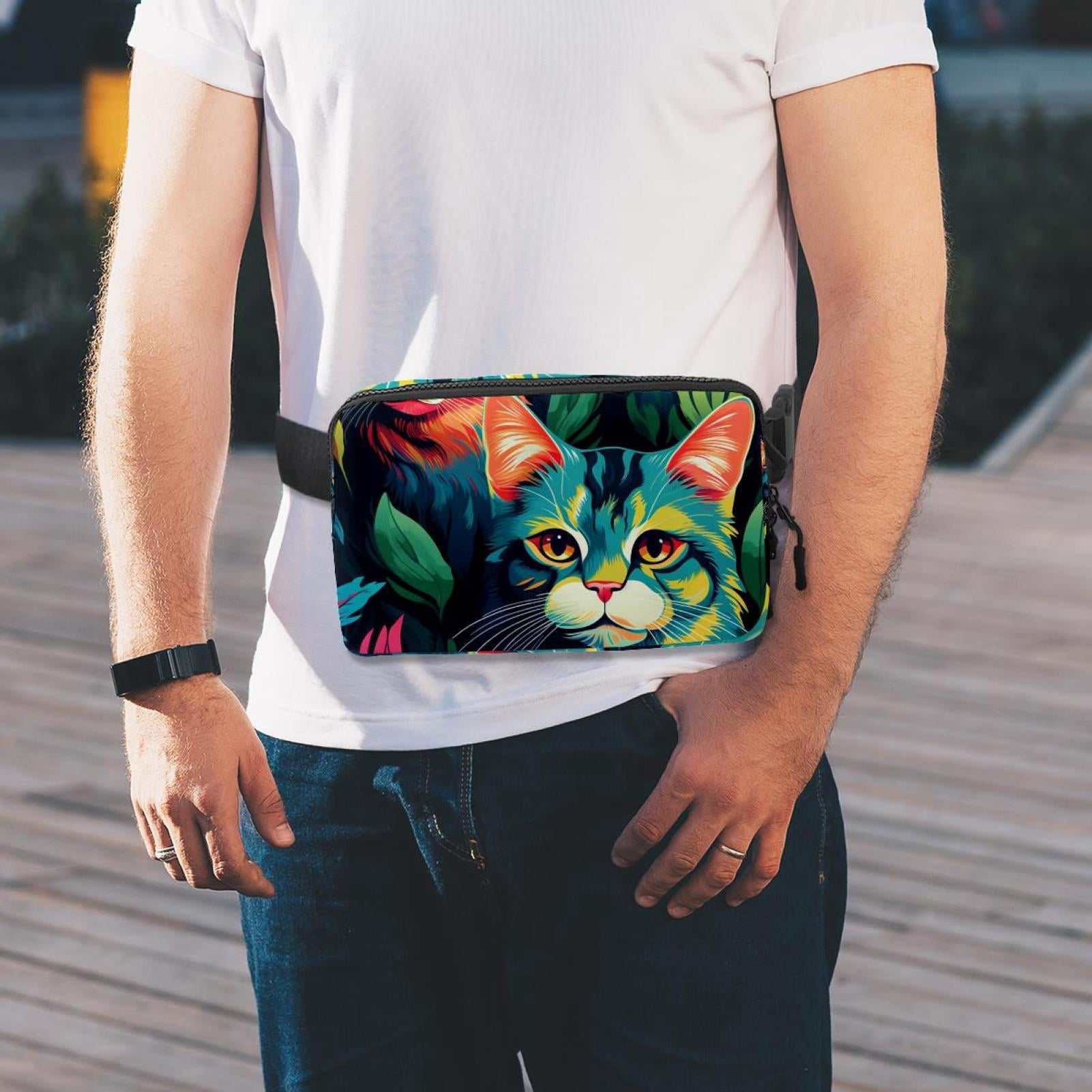 Cat Lightweight Adjustable Fanny Packs with Extension Strap - Unisex Waist Bags Running Belt