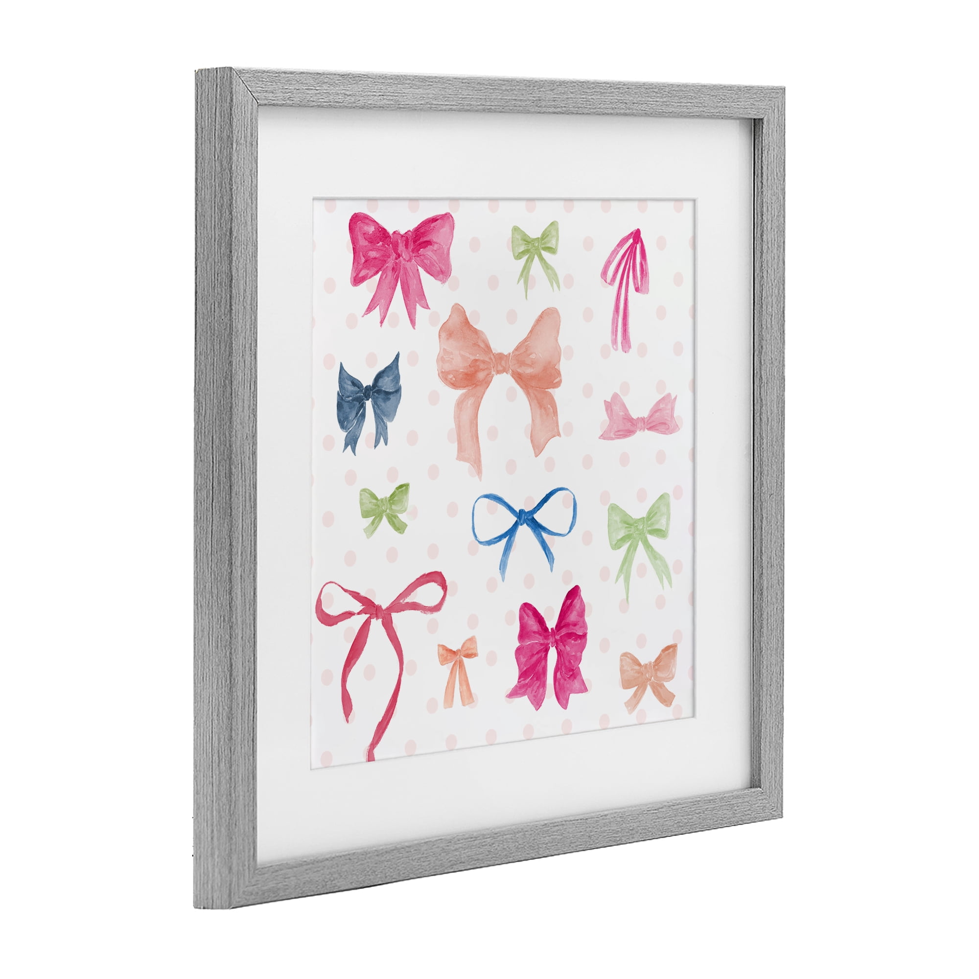 Stupell Industries Colored Bows on Plaid Gray Framed Print Under Glass, design by Lucille Price
