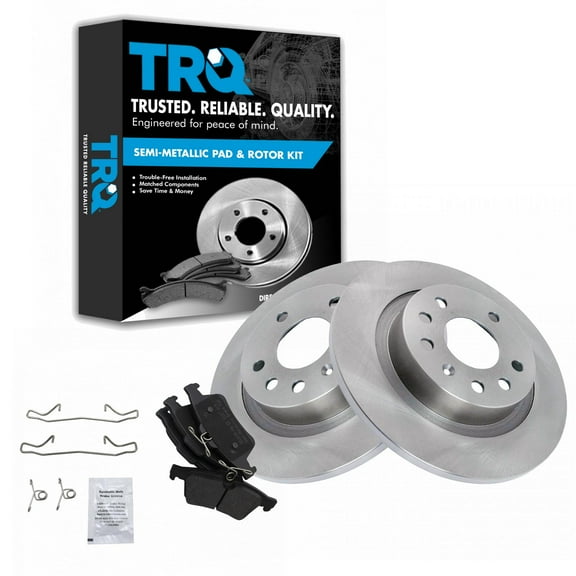 TRQ Rear Brake Pad & Rotor Kit Brake Pads Brake Rotor Semi-Metallic Fits Select 2004-2011 Saab 9-3 2010 9-3X