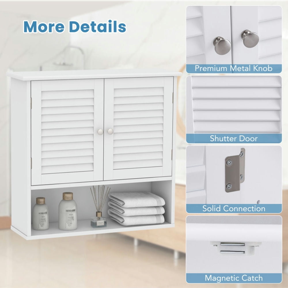 Finihen Bathroom Wall Cabinet, Wall Mounted Bathroom Cabinet, Medicine Cabinet, Double Doors Shelves Bathroom Wall Storage Cabinet, for Bathroom, White Finihen Bathroom Wall Cabinet, Wall Mounted Bathroom Cabinet, Medicine Cabinet, Double Doors Shelves Bathroom Wall Storage Cabinet, for Bathroom, White