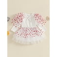 thumbnail image 2 of Suealasg Little Girls Wedding Dresses 6M 1T 2T 3T 4T 5T Kids Girls Long Sleeve Love Heart Print A-line Princess Dress Shawls Birthday Party Dress for Toddler Girls, 2 of 7