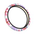 thumbnail image 3 of YFYANG Universal Elastic Pink Watercolor Flowers Car Steering Wheel Cover, Non-Slip Sweat Absorbent, 3 of 8