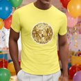 thumbnail image 2 of IWRICH Men's Disco Graphic Printed Crew Neck T Shirts Short Sleeve Casual Tees Mardi Gras Tops Yellow XL, 2 of 5