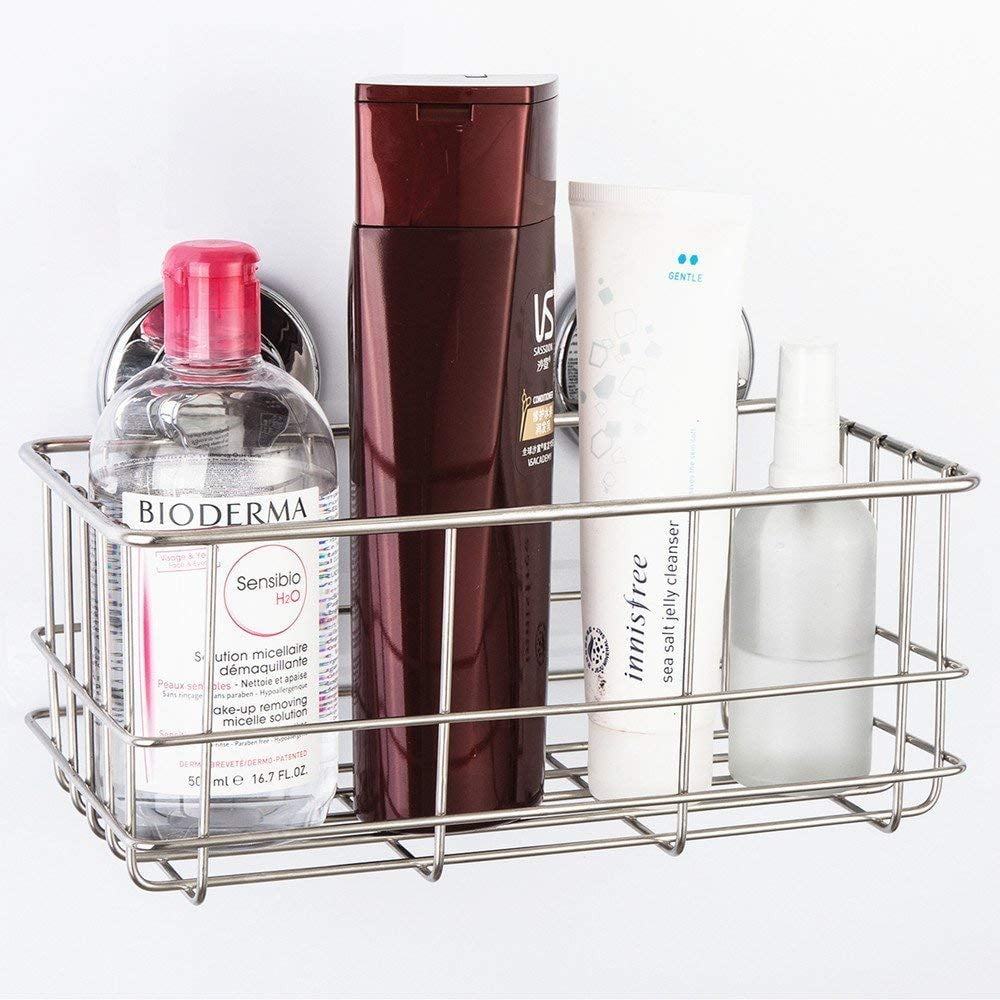30cm Stainless steel 304 bathroom glass shelf rack bath shower holder  bathroom basket shower room suction wall shelf