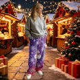 thumbnail image 4 of Trgacdwlo Christmas Flannel Pajama Pants for Women Fall Winter Cute Christmas Print Fleece Pj Bottoms Women Wide Leg Flannel Sleepwear Xmas Lounge Pants Women, 4 of 5