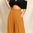 thumbnail image 6 of XuJwPNcy Women Palazzo Pants Wide Leg Baggy Flowy Pants Comfort Soft Pleated Front Vacation Trousers(Yellow,X-Large), 6 of 6