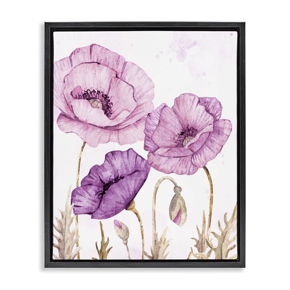 Stupell Industries Traditional Bright Purple Poppies Black Floating Frame Canvas Art, 17 x 21, by Kim Allen