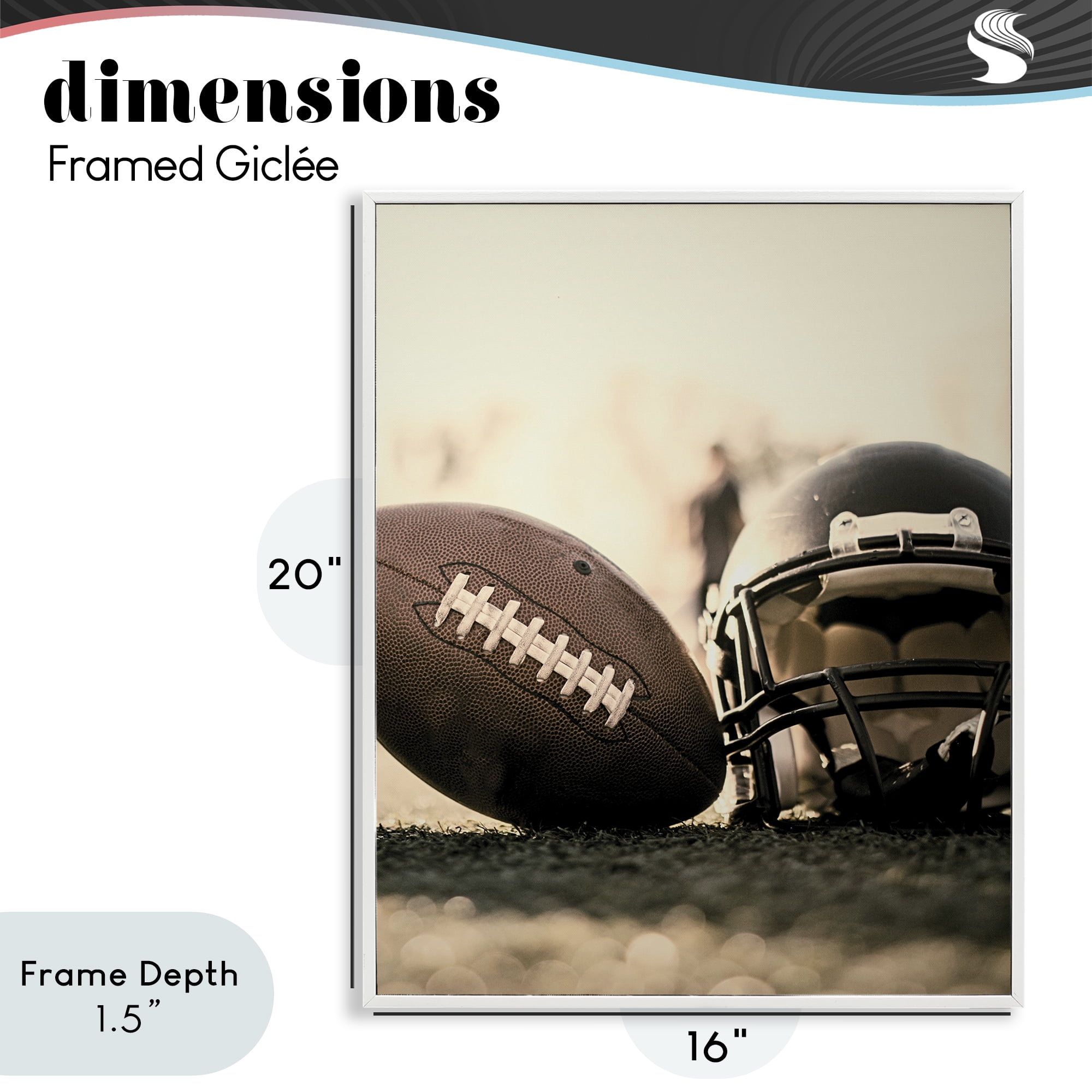 Stupell Industries Football Stand Alone White Framed Giclee Art, design by Jesse Keith